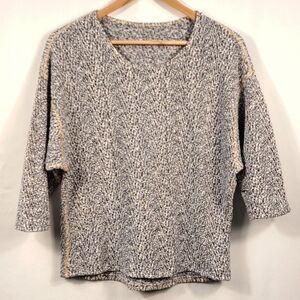 American Apparel Marled Knit Top One Size Blue Cream Textured Boxy Tee